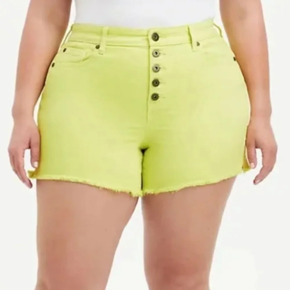 Torrid 5 Inch Vintage Stretch High-Rise Short - Sunny Lime